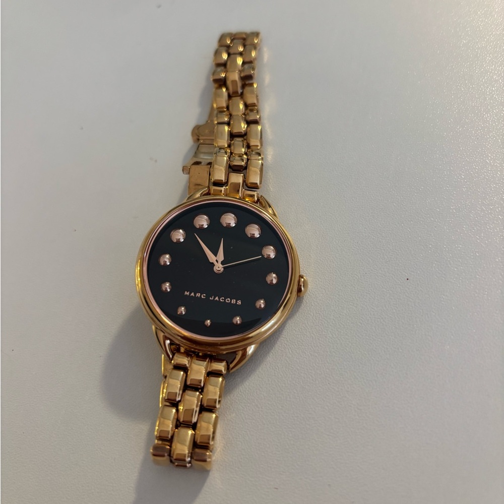 Marc Jacobs Gold Bracelet Watch with Black Face